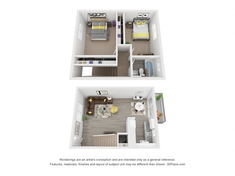 Floor plan for 2 beds, 1 bath, 900 sqft